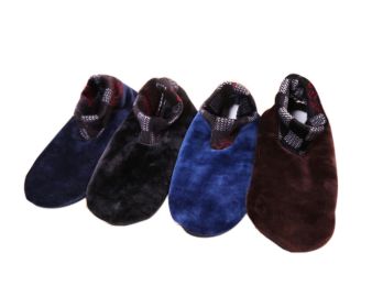 Mens Non Slip Slipper Socks Multicolor Comfy Soft Indoor Floor Booties, 4 Pairs