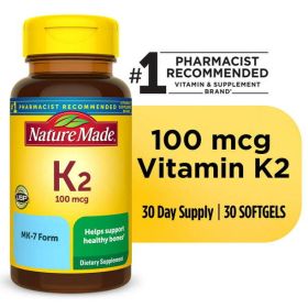 Nature Made Vitamin K2 100 mcg Softgels; Bone Support; 30 Count