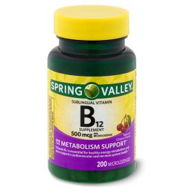 Spring Valley Vitamin B12 Microlozenges; Vitamin Supplement; 500 mcg; 200 Count