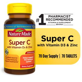 Nature Made Super C with Vitamin D3 and Zinc Tablets; Dietary Supplement; 70 Count