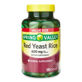 Spring Valley Red Yeast Rice Supplement; 600 mg; 120 Count