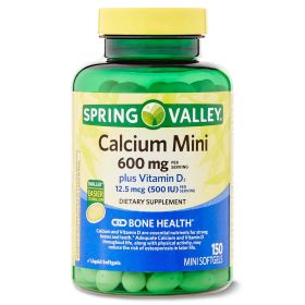 Spring Valley Calcium Plus Vitamin D3; Dietary Supplement; 150 Mini Softgels