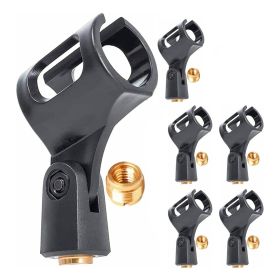 5 Core Mic Clips for Stands 6 Pieces Microphone Clip Holder Universal Adjustable with 5/8" Male to 3/8" Female Screw Adapter Suitable for Handheld Mic