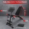 Adjustable Weight Bench with Preacher Curl Pad Resistance Bands Leg Extension Foldable Strength Training Workout Bench for Home Gym Full Body Exercise