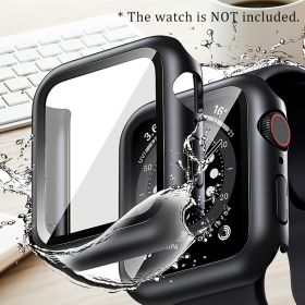 Smart Watch Screen Glass+Cover For Apple Watch Case 6 5 4 3 2 1 SE Watch Accessorie Screen Protector Apple Watch Serie 41mm 42mm 44mm 40mm 38mm; Witho (Color: Black, size: 41mm)