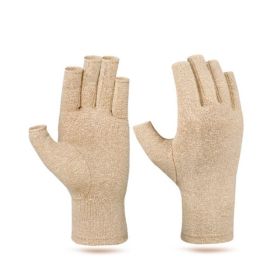 1pair Compression Arthritis Gloves Pain Relief Gloves ( Buy A Size Up ) (Color: Khaki, size: S)