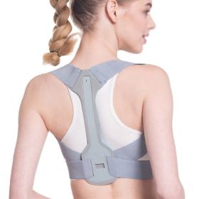 Posture Corrector for Men and Women, Adjustable Upper Back Brace for Clavicle Support (Color: Gray, size: L)