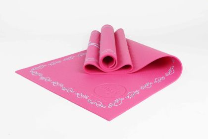 Printed PVC Yoga Mat (Color: Pink)