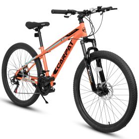 A2610 26 inch Mountain Bike 21 Speeds, Suspension Fork, Steel Frame Disc-Brake for Men Women Bicycle Adlut Bike (Color: Orange)