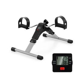 Under Desk Exercise Bike Pedal Exerciser with LCD Display for Legs and Arms Workout (Color: Black)